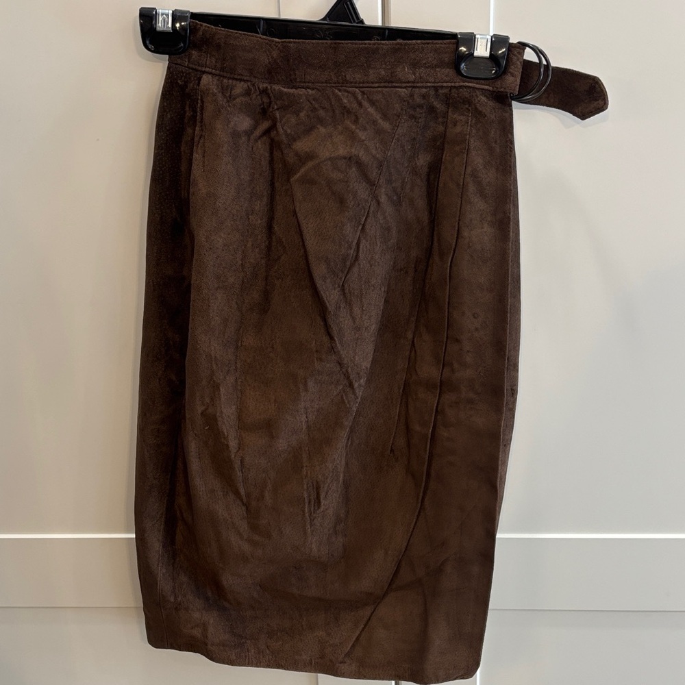 Vintage Suede Danier Rich Brown Wrap Pencil Skirt